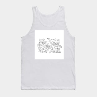 samurai pizza cats skech line art ecopop Tank Top